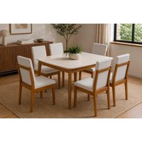 Mesa Jantar Condessa 160cm + 6Cadeiras Lady Eucalipto Nesher