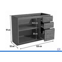 Balcão Cozinha p/ Pia 2Pt 3Gav 120cm Liga Canela Kappesberg