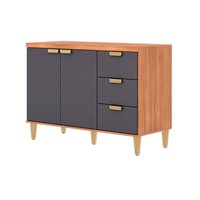 Balcão Cozinha Elena 2 Portas 3Gavs 120cm Cin/Titanium MGM