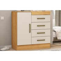 Cômoda Montevideu 1 Porta e 4 Gavetas Cinamom/OffWh Demóbile