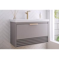 Gabinete Banheiro Suspenso Paraty c/Cuba 80cm Platina MGM