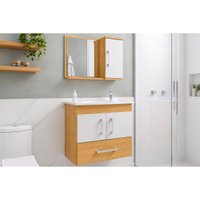 Conjunto Banheiro c/Espelho Atenas 65cm Cinamomo/Branco MGM