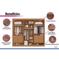 Guarda Roupa Casal 3 Portas Chicago Cinamomo Conquista