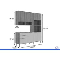 Cozinha Completa 3 Peças Divina CZ614 Cinamomo/Titanium MGM