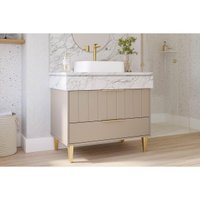Gabinete Banheiro Riviera c/Cuba 90cm Capuccino/Calacata MGM