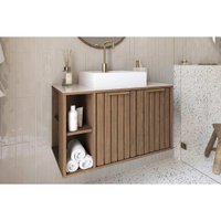 Gabinete Banheiro Suspenso Noruega c/Cuba 80cm Freijo MGM