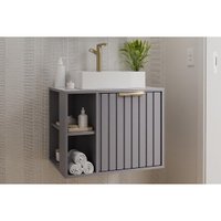 Gabinete Banheiro Suspenso Noruega c/Cuba 60cm Platina MGM