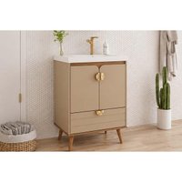 Gabinete Banheiro Trancoso c/Cuba 60cm Cappuccino/Freijo MGM