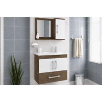Conjunto Banheiro c/Espelho Atenas 65cm Amendoa/Branco MGM