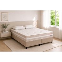 Cama Box CRC Queen +Colchão Molas Bergamo Orthoflex 158x198