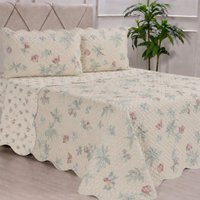 Kit Cobre Leito Solteiro Dupla Face Ultra Lisse 160x220cm 100% Poliéster Bene Casa Creme