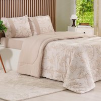 Edredom Solteiro Bella Cama Malha 125g/m² 100% Algodão 160x220cm Bene Casa Bege Butter