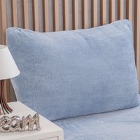 Jogo de Cama Queen 3 Pçs Plush Flannel 100% Poliéster 158x198x30cm Bene Casa Azul Claro