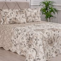 Kit Cobre Leito Casal Dupla Face Ultra Lisse 210x230cm 100% Poliéster Bene Casa Bege