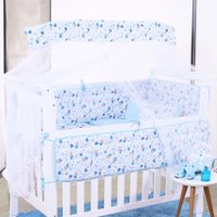 Kit Berço Baby 8 Peças Malha 100% Algodão Antialérgico Ursinho Azul