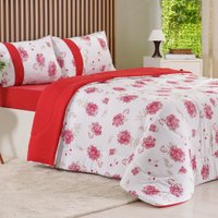 Edredom Solteiro Bella Cama Malha 125g/m² 100% Algodão 160x220cm Bene Casa Vermelho Passion