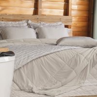 Kit Cama Verão Queen Gelatto TermoFresh Edredom e Travesseiros Centeio Claro