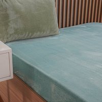 Lençol com Elástico Queen Plush Flannel 100% Poliéster 158x198x30cm Bene Casa Verde