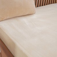 Lençol com Elástico King Plush Flannel 100% Poliéster 193x203x35cm Bene Casa Creme