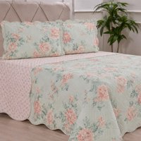 Kit Cobre Leito Casal Dupla Face Ultra Lisse 210x230cm 100% Poliéster Bene Casa Verde Água