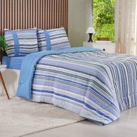 Edredom Casal Bella Cama Malha 125g/m² 100% Algodão 200x220cm Bene Casa Azul Claro