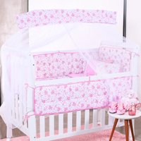 Kit Berço Baby 8 Peças Malha 100% Algodão Antialérgico Elefantinho Rosa