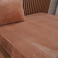 Lençol com Elástico Queen Plush Flannel 100% Poliéster 158x198x30cm Bene Casa Terracota