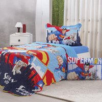 Kit Colcha e Jogo de Cama Solteiro Superman 100% Algodão 160x220cm Bene Casa Superman
