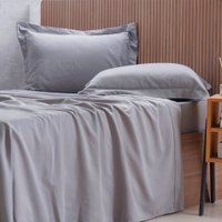 Jogo de Cama King 4 Pçs 1000 Fios 55% Algodão 45% Poliéster Tessi Cinza Soft