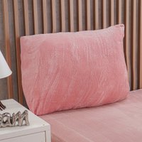 Jogo de Cama Casal 3 Pçs Plush Flannel 100% Poliéster 138x188x30cm Bene Casa Rosê
