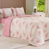 Edredom Queen Bella Cama Malha 125g/m² 100% Algodão 220x240cm Bene Casa Rosa Pó