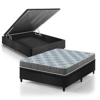Cama Box Baú Casal Preto + Colchão Espuma D23 Zidi Washington 138x188x56cm