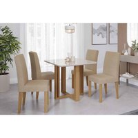Mesa Sala Jantar Flora + 4 Cad Maia Cinamomo/Bege Cimol