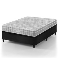 Cama Box Baú Viúva Preto + Colchão Espuma D33 Zidi Hanover Ortopédico 128x188x66cm