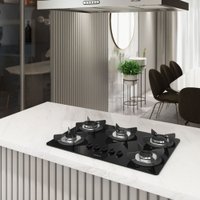 Cooktop 5 Bocas Safe Mesa Vidro A Gás Preto/Inox - Fogatti