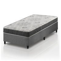Cama Box Solteiro King Cinza + Colchão Espuma D33 Ortopédico Zidi San Francisco 96x203x54cm