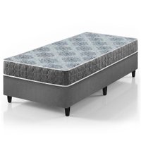 Cama Box Solteiro Cinza + Colchão Espuma D23 Zidi Washington 88x188x51cm