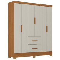 Guarda Roupa Casal 6 Portas 2 Gavetas Primor 181 cm Cinamomo Areia ZANZ