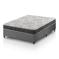 Cama Box Casal Cinza + Colchão Espuma D33 Ortopédico Zidi San Francisco 138x188x54cm