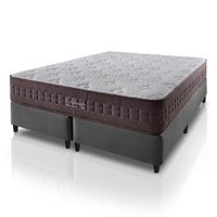 Cama Box Queen Cinza + Colchão Molas Ensacadas Zidi Orlando 158x198x67cm
