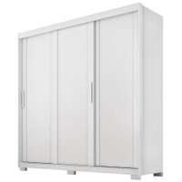 Guarda Roupa Casal 3 Portas de Correr 4 Gavetas Confo 190 cm Branco Absoluto ZANZ