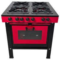 Fogão a Gás 4 Bocas com Forno Cefaz Linha Chef Vermelho e Preto