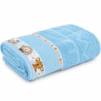 Toalha de Rosto Infantil Barra Ponto Cruz 100% Algodão 45x55cm Bene Casa Azul