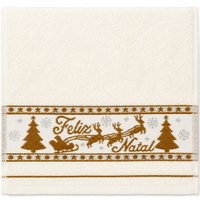 Toalha de Mãos e Lavabo Natalina 30x50cm 100% Algodão 400g/m² Bene Casa Pérola