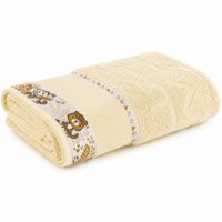Toalha de Banho Infantil Barra Ponto Cruz 100% Algodão 75x110cm Bene Casa Pérola