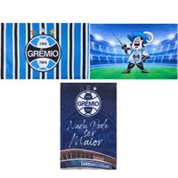 Kit 3 Toalha de Lavabo Lancheira Grêmio 27x47cm Nada Pode Ser Maior