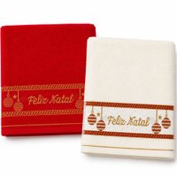 Kit 50 Toalhas de Mãos e Lavabo Natalina 30x50cm 100% Algodão 400g/m² Bene Casa Vermelho/Cream