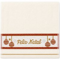 Toalha de Mãos e Lavabo Natalina 30x50cm 100% Algodão 400g/m² Bene Casa Cream
