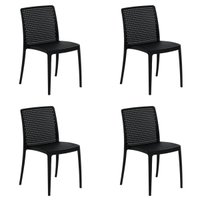 Kit 4 Cadeiras Dots Preta Empilháveis em Polipropileno