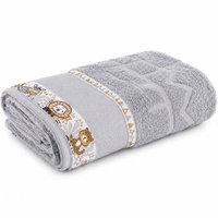 Toalha de Banho Infantil Barra Ponto Cruz 100% Algodão 75x110cm Bene Casa Cinza